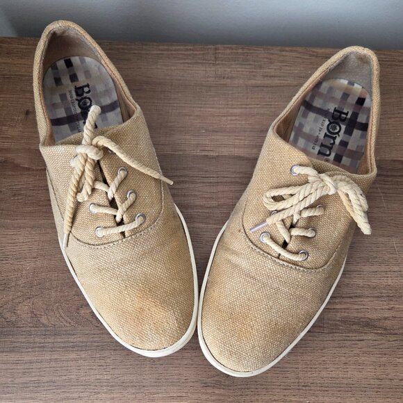 EUC BORN SHOES TAN CANVAS UPPER LACED WOMENS 9.5 - Picture 10 of 16